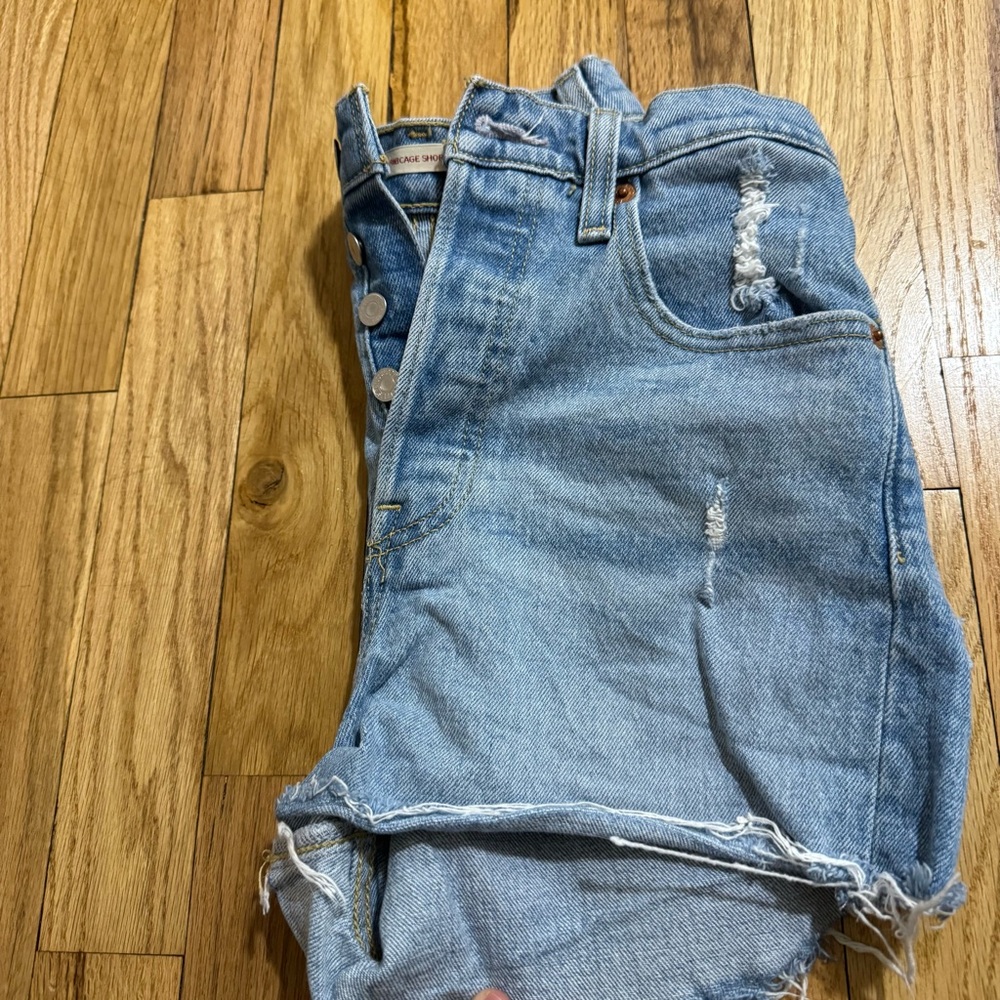 Levi's Light Blue High Waist Denim Shorts - Picture 5 of 6